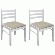 Décoshop26 - Lot de 2 chaises de salle à manger cuisine design classique hévéa solide et velours blanc CDS020170 - blanc 3001062099787_0