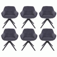 Décoshop26 - Lot de 6 chaises de salle à manger rembourrées avec accoudoirs pivotantes métal et tissu gris 04_0007718 - gris 3000262259724 Décoshop26 - Lot de 6 chaises de salle à manger rembourrées avec accoudoirs pivotantes métal et tissu gris 04_0007718 - gris 3000262259724