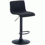 Décoshop26 - Tabouret de bar x1 avec repose-pieds pivotant dossier incurvé en tissu noir et métal noir 10_0004963 - noir 3000252385006 Décoshop26 - Tabouret de bar x1 avec repose-pieds pivotant dossier incurvé en tissu noir et métal noir 10_0004963 - noir 3000252385006