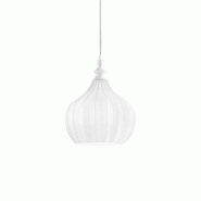 Gea Luce Suspension Cleofe S/11 Blanche - Structure En Métal Blanc Mat Avec Verre Opale 1Xe27 Max 60W Ip20 - Gealuce - blanc CLEOFE S/11 - BIANCO