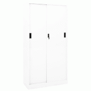 Helloshop26 - Armoire de bureau porte coulissante blanche 90 x 40 x 180 cm en acier blanc 02_0046818 - blanc acier 3000234445322