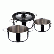 Masterpro - Batterie de cuisine Ø16/20/24 cm en acier inoxydable compatible induction - plastique Q4851