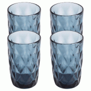 San Ignacio - Lot de 4 verres en cristal bleus de 350 ml - bleu verre Q4822