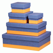 Set de 5 boîtes gigognes Rhodiarama, finition simili cuir italien, coloris saphir - bleu 318888C