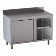 Vaiotec Armoire de travail TOPLINE / 2 portes coulissantes et rebord surélevé, 1000 x 600 mm - inox 10377