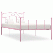 VidaXL Cadre de lit sans matelas rose métal 90x200 cm Modèle Lerlénis - 284537
