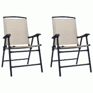 VidaXL Chaises De Jardin Pliables Lot De 2 Textilène Crème - beige 47924