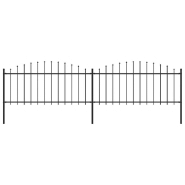 Vidaxl clôture de jardin à dessus en lance acier (0,5-0,75)x3,4 m noir 277704