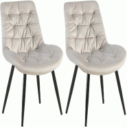 Décoshop26 - Chaises de salle à manger x2 en velours gris clair cadre en métal noir confort & élégance intemporelle 10_0007566 - gris métal 3000