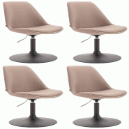 Décoshop26 - Lot de 4 chaises de salle à manger pivotante hauteur réglable en tissu taupe et pied trompette en métal noir 10_0008444 - noir métal