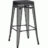 Décoshop26 - Tabouret de bar avec repose-pieds design industriel empilable en métal perforé noir 10_0004867 - noir 3000252333588 Décoshop26 - Tabouret de bar avec repose-pieds design industriel empilable en métal perforé noir 10_0004867 - noir 3000252333588