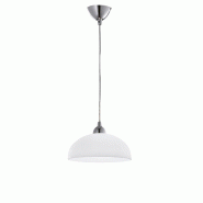 Fabas Luce Suspension Élégante En Métal Et Verre Centrifugé Blanc, Douille E27, 60 W, Diamètre 26 Cm, Indice Ip20 Classe 1, Code Article 2908-44-