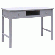 Helloshop26 - Bureau table poste de travail meuble d'ordinateur informatique étude 110 x 45 x 76 cm bois gris 02_0023820 - gris Bois massif 300021453