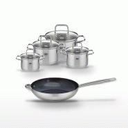 Lot Poêle 32cm Elo Profi Therm Platinum & 4 Faitouts Elo - gris inox 3176239952261