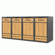 Merax cache-poubelle, 264 x 80 x 124 cm, gris - gris métal OT3401S2