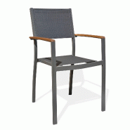 REMARQUABLE Fauteuil de jardin empilable en aluminium et textilène gris anthracite - ORSINO - 3700917630167