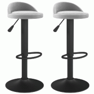 Tabourets de bar lot de 2 gris clair velours Modèle Lofty Design - 333601