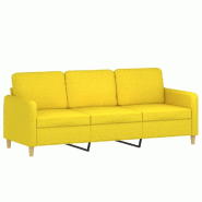 VidaXL Canapé à 3 places Jaune clair 180 cm Tissu Modèle Jervanel - 359491