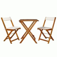VidaXL Ensemble de bistro pliable 3 pcs avec coussins Acacia solide - marron Bois massif 44014 VidaXL Ensemble de bistro pliable 3 pcs avec coussins Acacia solide - marron Bois massif 44014