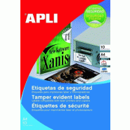 Apli 480 étiquettes blanches de sécurité, format 45,7 x 21,2 mm (10 feuilles / cdt) - 8410782112723