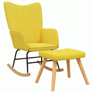 Décoshop26 - Fauteuil à bascule avec repose-pieds relax pour salon en tissu jaune moutarde DEC028878 - jaune 3000257102769