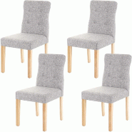 Décoshop26 - Lot de 4 chaises de salle à manger en tissu gris pieds en bois clair CDS04545 - gris Bois massif 3000044651302
