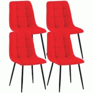 Décoshop26 - Lot de 4 chaises de salle à manger en tissu rouge pieds métal noir design moderne et confortable CDS10415 - noir 3002483832694 Décoshop26 - Lot de 4 chaises de salle à manger en tissu rouge pieds métal noir design moderne et confortable CDS10415 - noir 3002483832694