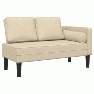 Décoshop26 - Méridienne chaise longue canapé pour intérieur avec coussins en tissu crème DEC026067 - beige 3000255603732