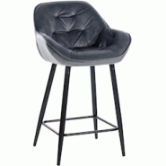 Décoshop26 - Tabouret de bar chaise haute x1 assise effet capitonnée en velours gris foncé et métal noir 10_0004895 - gris 3000252347158 Décoshop26 - Tabouret de bar chaise haute x1 assise effet capitonnée en velours gris foncé et métal noir 10_0004895 - gris 3000252347158