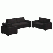 Ensemble de canapés 3 pcs avec coussins Noir Velours Modèle Vega Urbain - Matériau naturel 8721158678027