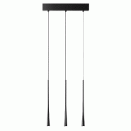 Gea Luce Suspension Linéaire Multiple Dafne S/3P 3 Lumières Led 16,5W 3000K Cri>90 - Noir Satiné Avec Rosace Noire - Gealuce - noir DAFNE S/3P - NERO
