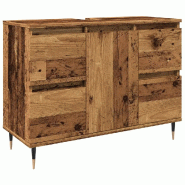 Helloshop26 - Armoire de salle de bain vintage avec 4 tiroirs et style industriel 80 x 33 x 60 cm en bois vieux bois 02_0051112 - Bois massif 30002367