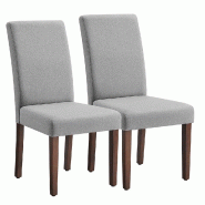 Helloshop26 - Lot de 2 chaises de salle à manger chaises cuisine dossier haut pour cuisine assise épaisse 58 x 48 x 100 cm gris 12_0008025 - gris Bo