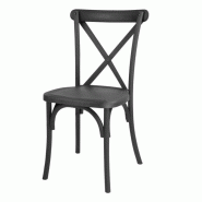 Lot de 4 chaises d'intérieur et d'extérieur empilables, à dossier croisé, en polypropylène noir MANHATTAN Lot de 4 chaises d'intérieur et d'extérieur empilables, à dossier croisé, en polypropylène noir MANHATTAN