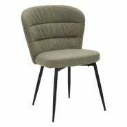 Mauro Ferretti Lot De 2 Chaises Losanna Vertes 58 X 60,5 X 85 Cm - Chaises Rembourrées En Tissu Avec Pieds En Métal Noir - Design Glamour Années 70