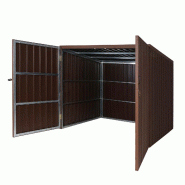 Mendler Habillage de poubelle HWC-J29, Box pour poubelles 660-1100L, WPC métal 172x213x160cm ~ brun - marron métal 76068+76069+76070+76071+76072+0