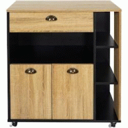 Meuble desserte de cuisine en bois Chef The Home Deco Factory - noir 3664944332114 Meuble desserte de cuisine en bois Chef The Home Deco Factory - noir 3664944332114
