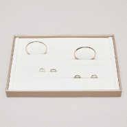 Plateau pour bagues 8 rangées blanc et cadre rose gold 35x24x3 cm