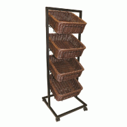 Présentoir Charente - 4 corbeilles - 49x49x134cm - chocolat