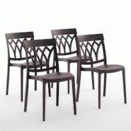 RATTATAN Set 4 Chaises en polypropylène avec fibre de verre empilables pour extérieur et jardin, bar et restaurant, cuisine design moderne - EMMA - RATTATAN Set 4 Chaises en polypropylène avec fibre de verre empilables pour extérieur et jardin, bar et restaurant, cuisine design moderne - EMMA -