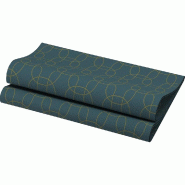 Serviette de table intissé bio bleu vert géométrique or 40 x 40 cm - par 60