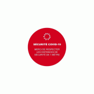 Sticker rond marquage au sol "Sécurité Covid-19" - Rouge