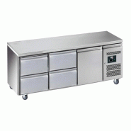 Table desserte positive adossée GN 1/1 profondeur 700 - 1 portes + 4 tiroirs | L2g - GN3140TN