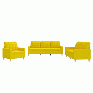 VidaXL Ensemble de canapés 3 pcs avec coussins Jaune clair Tissu Modèle Atlas Line - 3201247