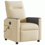 VidaXL Fauteuil de massage inclinable Crème Tissu Modèle Jorelion - 8721158657800