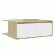 VidaXL Table basse blanc et chêne sonoma 80x80x31 cm bois d'ingénierie Modèle Atlas Infinite Riviera - 806881