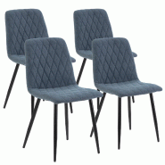 VS Venta-stock Pack 4 chaises Abril recouvertes de tissu bleu - bleu polyester I22083 VS Venta-stock Pack 4 chaises Abril recouvertes de tissu bleu - bleu polyester I22083