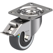 Roulette pivotante/frein de 80 mm en acier inoxydable avec thermocouple conducteur d'électricité gris Roulette pivotante/frein de 80 mm en acier inoxydable avec thermocouple conducteur d'électricité gris