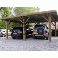 Abri voiture autoportant carport standard / structure en bois / toiture plate en bois / pour 2 voitures