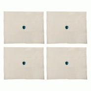Benetton - Lot de 4 Sets de Table 45x35cm 180GSM en Coton Crème et Bleu - beige BE729_0